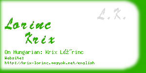 lorinc krix business card